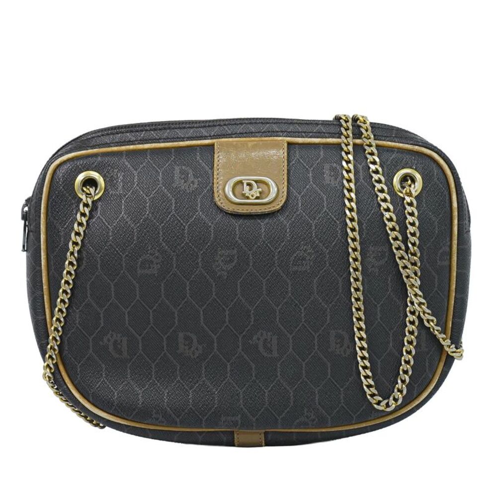 Christian Dior Vintage Honeycomb Canvas Black Canvas Shoulder Bag Bag